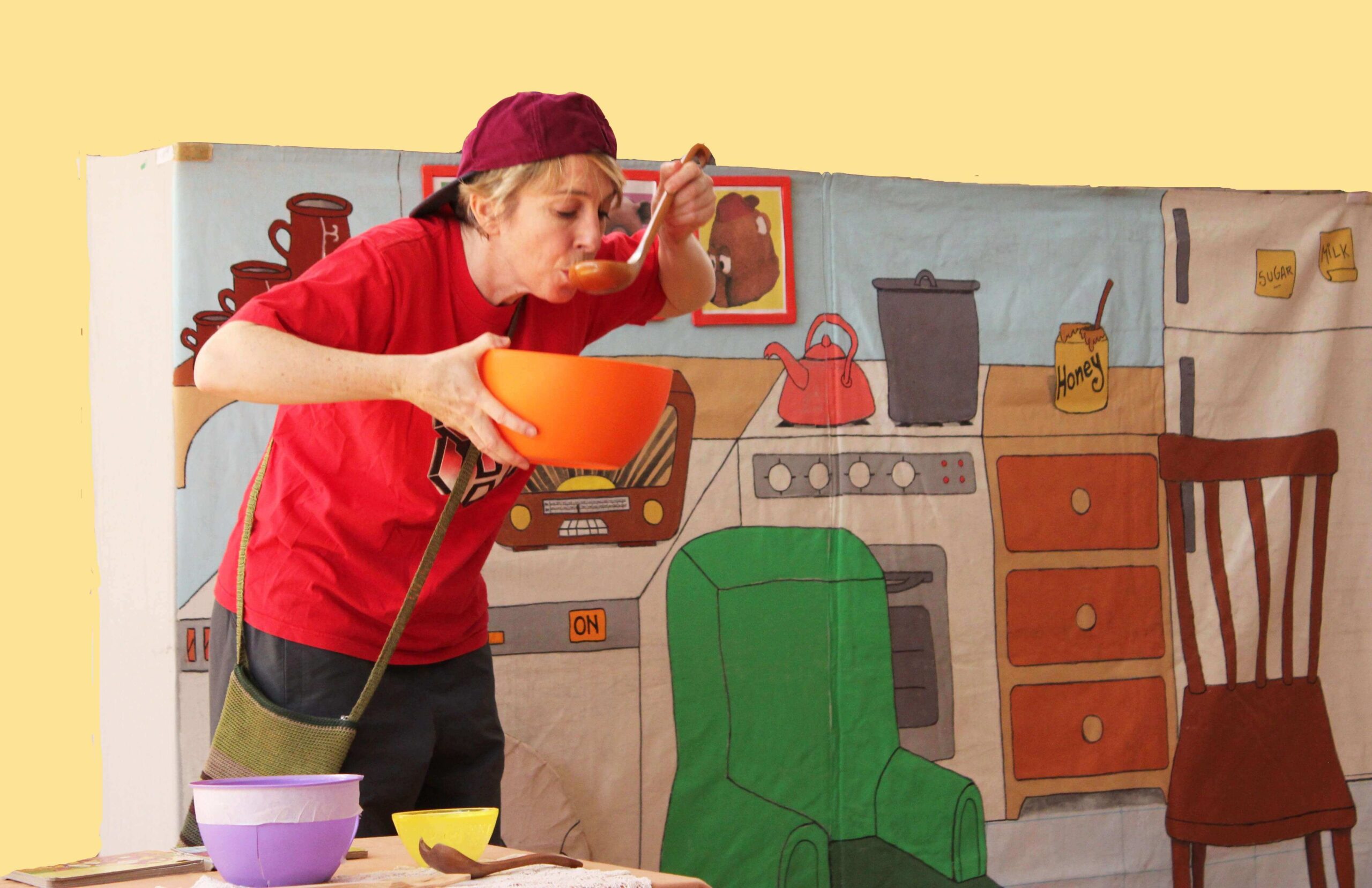 Billy eats Daddy Bear's soup